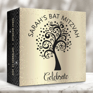 Bat Mitzvah Gold Black Tree of Life Photo Album Binder