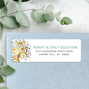 Bat mitzvah Gold Blue Tree of Life Adresse de reto