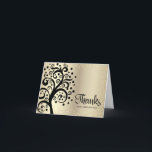Bat Mitzvah Gold Foil Black Tree of Life Script  Thank You Card<br><div class="desc">Make sure your favourite Bat Mitzvah shows her appreciation to all who supported her milestone event! Send out this sophisticated, personalized thank you card! A graphic black tree with Star of David and dot “leaves”, along with black calligraphy script, overlays sophisticated, faux gold glitter dots and gold foil ombre background....</div>