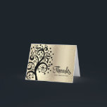 Bat Mitzvah Gold Foil Black Tree of Life Script  Thank You Card<br><div class="desc">Make sure your favourite Bat Mitzvah shows her appreciation to all who supported her milestone event! Send out this sophisticated, personalized thank you card! A graphic black tree with Star of David and dot “leaves”, along with black calligraphy script, overlays sophisticated, faux gold glitter dots and gold foil ombre background....</div>