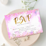 Bat Mitzvah gold foil girly pink watercolor entrée RSVP Card<br><div class="desc">Be proud, rejoice and showcase this milestone of your favourite Bat Mitzvah! Include this stunning, modern, sparkly gold faux foil and glitter dots and typography script against a soft pink watercolor background, personalized RSVP insert card for your event. Personalize the custom text with the “reply by” date and entrée choice...</div>