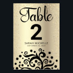 Bat Mitzvah Gold Foil Tree of Life Black Script Table Number<br><div class="desc">No Bat Mitzvah party is complete without personalized table number cards. Let your favourite Bat Mitzvah be proud, rejoice and celebrate her milestone at her perfectly coordinated party. This sophisticated, chic, stunning, abstract graphic black tree with sparkly Star of David and dot “leaves”, along with black calligraphy script, overlays a...</div>