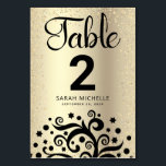 Bat Mitzvah Gold Foil Tree of Life Black Script Table Number<br><div class="desc">No Bat Mitzvah party is complete without personalized table number cards. Let your favourite Bat Mitzvah be proud, rejoice and celebrate her milestone at her perfectly coordinated party. This sophisticated, chic, stunning, abstract graphic black tree with sparkly Star of David and dot “leaves”, along with black calligraphy script, overlays a...</div>