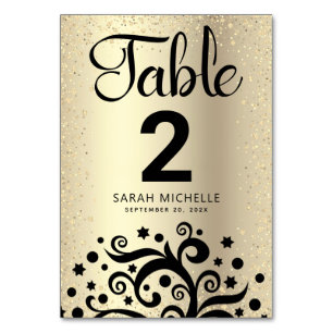 Bat Mitzvah Gold Foil Tree of Life Black Script Table Number