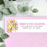 Bat Mitzvah Gold Pink Tree of Life Return Address<br><div class="desc">Be proud, rejoice and showcase this milestone of your favourite Bat Mitzvah with this fun, sophisticated, personalized return address label! A stunning, graphic faux gold foil tree with sparkly pink, orange, and red Star of David and dot “leaves” overlays a white background. Personalize the custom text with your name and...</div>