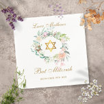 Bat Mitzvah Gold Star of David Floral Napkin<br><div class="desc">Featuring a delicate watercolor floral garland,  this chic Bat Mitzvah napkin can be personalized with your special event details.  Designed by Thisisnotme©</div>