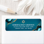 Bat Mitzvah Gold Turquoise Ombre Agate Address<br><div class="desc">Be proud, rejoice and celebrate this milestone of your favourite Bat Mitzvah whenever you use this cool, unique, modern, personalized return address label! Bold, white sans serif typography and a faux gold Star of David overlay a deep turquoise teal blue ombre background with turquoise blue agate accented with faux gold...</div>