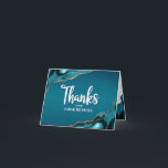 Bat Mitzvah Gold Turquoise Ombre Agate Bold Script Thank You Card<br><div class="desc">Make sure your favourite Bat Mitzvah shows his appreciation to all who supported her milestone event! Send out this cool, unique, modern, personalized thank you card. White handwritten script and bold sans serif typography overlay a deep teal blue ombre background with turquoise blue agate accented with faux gold veins. Additional...</div>