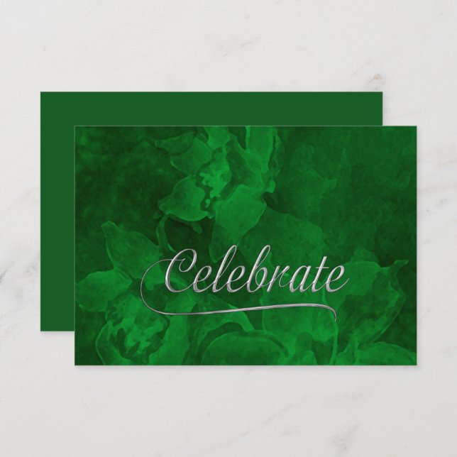 Bat Mitzvah Green Watercolor Flowers RSVP Card (Front/Back)