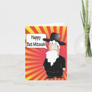 Bat Mitzvah greeting card - Jewish rabby character