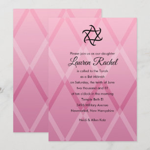 Bat Mitzvah Harlequin Pink Invitation