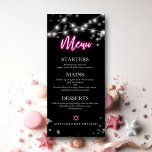 Bat Mitzvah Hot Pink Neon Themed Menu<br><div class="desc">We’re excited to introduce our modern calligraphy neon-inspired suite for a glow Bar or Bat Mitzvah! This fun collection includes everything you need, from napkins and paper plates to a welcoming sign and more. If you have any questions or need help with personalization, just send us a message. PLEASE NOTE:...</div>