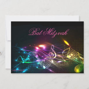 Bat Mitzvah Invitation, Bright Neon Lights Invitation