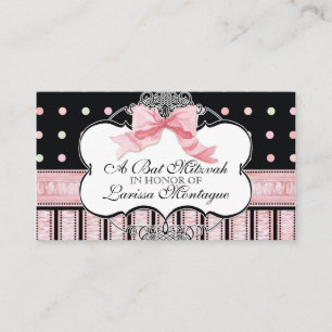 Bat Mitzvah Invitation - French Bow Dot Swirl