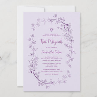 Bat Mitzvah Invitation Lavender Floral