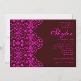 Bat Mitzvah Invitation Skyler Brown Pink Vintage