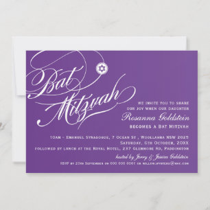 BAT MITZVAH INVITATION style typographie ombre vio