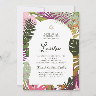 Bat Mitzvah Invitation Tropical Floral