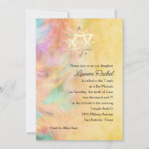Bat mitzvah Jaune Teinture Conception Invitation