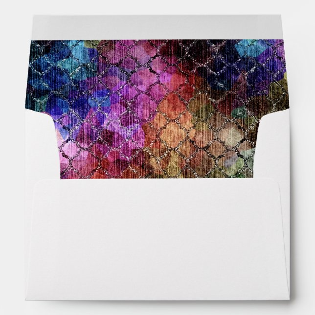 Bat Mitzvah Jewel Tones Shimmery Abstract Pattern Envelopes (Back (Bottom))