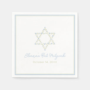 Bat Mitzvah Jewish Star of David Elegant Floral  Napkin