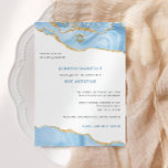 Bat Mitzvah, Light Blue and Gold Glitter Agate  Invitation<br><div class="desc">This modern design features a beautiful agate border and your custom text.  Use the template form to add your text.  The advanced editing menus,  accessed by choosing "customize further",  will allow you to change the fonts,  colours and layout.</div>