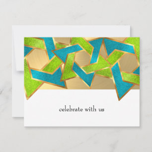 Bat Mitzvah Lime Turquoise Star of David Any Colou Invitation