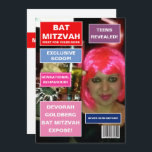 Bat Mitzvah Magazine Cover Invitation<br><div class="desc">Cool magazine themed bat mitzvah party invitation customizable to your event specifics.</div>
