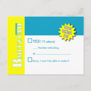 Bat Mitzvah Magazine RSVP Reply Card Teal