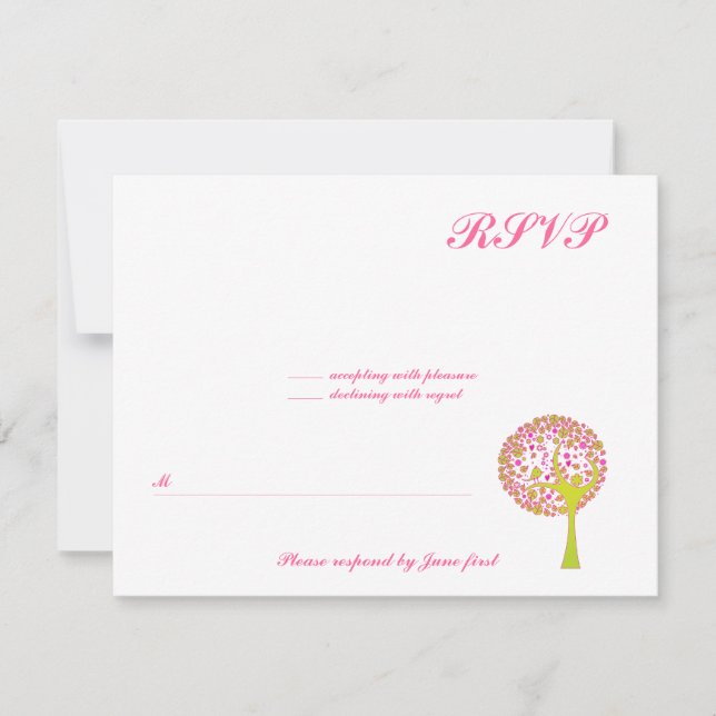 Bat mitzvah Mariage rose Arbre Douce 16 RSVP (Devant)
