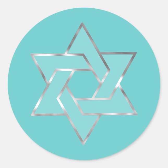 Bat Mitzvah Metallic Look Star of David Classic Round Sticker (Front)