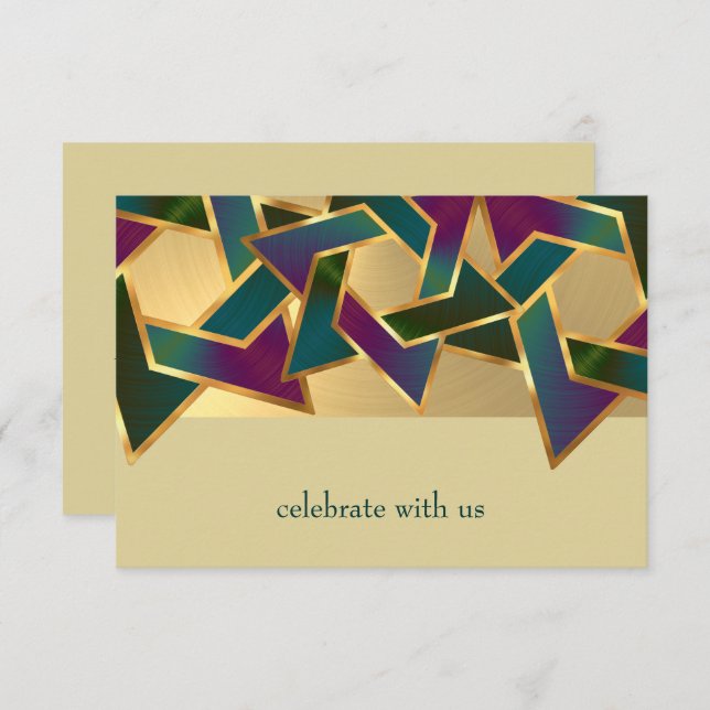 Bat Mitzvah Metallic Look Star of David RSVP Invitation (Front/Back)