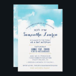 BAT MITZVAH modern aqua blue watercolor invite<br><div class="desc">by kat massard >>> kat@simplysweetPAPERIE.com <<< - - - - - - - - - - - - - - - - - - - - - - - - - - - - CONTACT ME for custom wording or to add any lines in Hebrew Love the design, but would...</div>