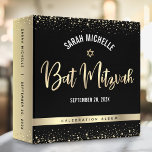 Bat Mitzvah Modern Black Gold Foil Glitter Script<br><div class="desc">Let your favourite Bat Mitzvah be proud, rejoice and celebrate her milestone with this stunning keepsake scrapbook memory album. Sparkly, gold faux foil calligraphy script and confetti glitter dots overlay a sophisticated, dramatic black background. A faux gold foil Star of David overlays a faux gold metallic ombre background on the...</div>