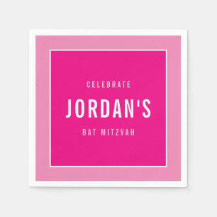 BAT MITZVAH modern bold block pretty pink Napkin