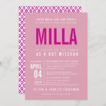 BAT MITZVAH modern bold block type pretty pink Invitation<br><div class="desc">by kat massard >>> WWW.SIMPLYSWEETPAPERIE.COM <<< - - - - - - - - - - - - CONTACT ME to help with balancing your type perfectly Love the design, but would like to see some changes - another colour scheme, product, add a photo or adapted for a different occasion...</div>