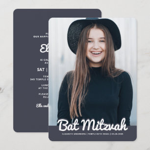 Bat Mitzvah Modern Custom Photo Invitation