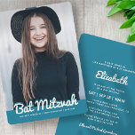 Bat Mitzvah Modern Custom Photo Invitation<br><div class="desc">This design is composed of playful cursive script countered by simple san serif typography. This design is modern and simple. Add photo image.

Available here:
http://www.zazzle.com/store/selectpartysupplies</div>