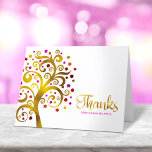 Bat Mitzvah Modern Gold Red Pink Foil Tree of Life Thank You Card<br><div class="desc">Make sure your favourite Bat Mitzvah shows her appreciation to all who supported her milestone event! Send out this this sophisticated, personalized thank you card! This graphic faux gold foil tree with sparkly pink, orange, and red Star of David and dot “leaves” overlays a white background. Personalize the custom text...</div>