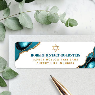 Bat mitzvah Modern Gold Turquoise Agate Adresse