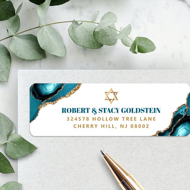 Bat mitzvah Modern Gold Turquoise Agate Adresse (Créateur téléchargé)
