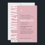 BAT MITZVAH modern minimal bold girl dusky pink Invitation<br><div class="desc">by kat massard >>> kat@simplysweetPAPERIE.com <<< CONTACT ME for custom wording or to add any lines in Hebrew Love the design, but would like to see some changes - another colour scheme, product, add a photo or adapted for a different occasion - no worries simply contact me - I am...</div>