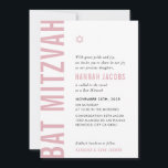 BAT MITZVAH modern minimal bold girl dusky pink Invitation<br><div class="desc">by kat massard >>> kat@simplysweetPAPERIE.com <<< CONTACT ME for custom wording or to add any lines in Hebrew Love the design, but would like to see some changes - another colour scheme, product, add a photo or adapted for a different occasion - no worries simply contact me - I am...</div>