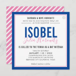 BAT MITZVAH modern minimalist colour pink blue Invitation<br><div class="desc">by kat massard >>> kat@simplysweetPAPERIE.com <<< CONTACT ME for custom wording or to add any lines in Hebrew Love the design, but would like to see some changes - another colour scheme, product, add a photo or adapted for a different occasion - no worries simply contact me - I am...</div>