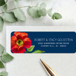 Bat Mitzvah Modern Navy Blue Floral Return Address<br><div class="desc">Be proud, rejoice and showcase this milestone of your favourite Bat Mitzvah with this sophisticated, personalized return address label! A chic, stunning, red floral watercolor and modern san serif type overlay a navy blue background. Personalize the custom text with your name and address. Guaranteed to add stylish fun to all...</div>