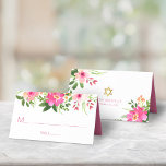 Bat Mitzvah Modern Pink Floral Watercolor Stylish Place Card<br><div class="desc">No Bat Mitzvah party is complete without personalized place cards. Let your favourite Bat Mitzvah be proud, rejoice and celebrate her milestone at her perfectly coordinated party. A chic, stunning, pink and peach floral watercolor and modern dusty rose sans serif typography overlay a white background. Additional watercolor flowers, a gold...</div>