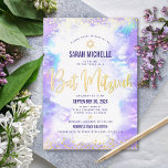 Bat Mitzvah modern purple watercolor real gold<br><div class="desc">Be proud, rejoice and showcase this milestone of your favourite Bat Mitzvah! Send out this stunning, modern, sparkly real gold foil, dots and typography script against a soft purple watercolor background, personalized invitation for an event to remember. Personalize the custom text with your Bat Mitzvah’s name, date, and venue information....</div>