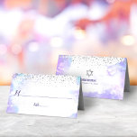 Bat Mitzvah Modern Purple Watercolor Silver Dots Place Card<br><div class="desc">No Bat Mitzvah party is complete without personalized place cards. Let your favourite Bat Mitzvah be proud, rejoice and celebrate her milestone at her perfectly coordinated party. Stunning, modern, sparkly silver faux foil tiny dots overlay a light purple watercolor background. Faux silver brushed foil adorns the inside. Personalize the custom...</div>