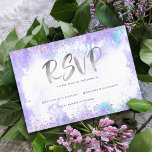 Bat Mitzvah modern silver foil purple watercolor RSVP Card<br><div class="desc">Be proud, rejoice and showcase this milestone of your favourite Bat Mitzvah! Include this stunning, modern, sparkly silver faux foil and glitter dots and handwritten calligraphy script against a soft purple watercolor background, personalized RSVP insert card for your event. Personalize the custom text with the “reply by” date. Guaranteed to...</div>