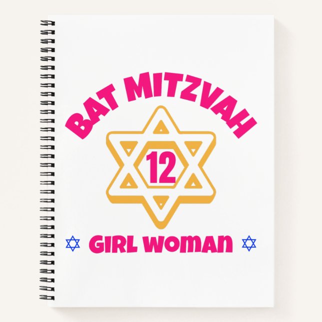 Bat Mitzvah Modern Star of David  Notebook (Front)
